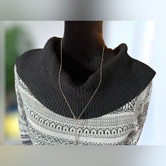 WHBM Winter Holiday Cowl Neck  Off Shoulder Fair Isle Wool Blend Sweater Size S - Picture 8 of 16